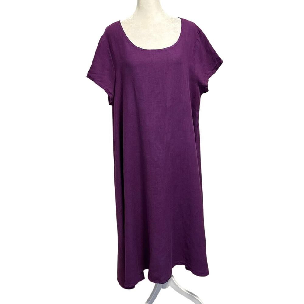 Bryn Walker Size M Midi Shift Dress Linen Grape Purple Made in USA Lagenlook